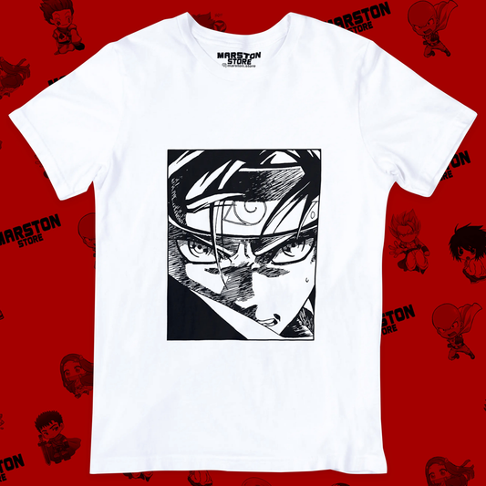 Polera blanca Naruto con diseño de Naruto Uzumaki
