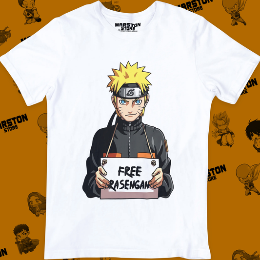 Polera blanca Naruto con diseño de Naruto Uzumaki