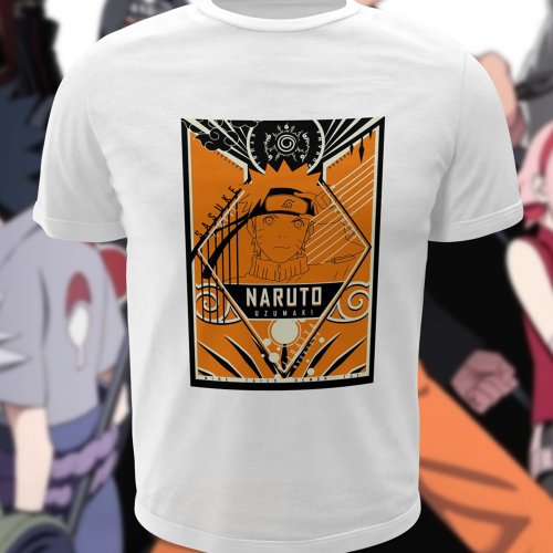 Polera blanca Naruto con diseño de Naruto Uzumaki