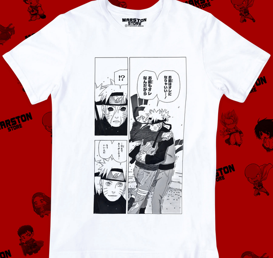 Polera blanca Naruto con diseño de Naruto Uzumaki