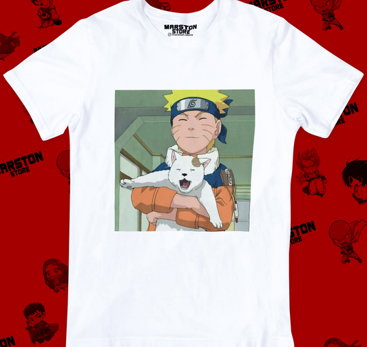 Polera blanca Naruto con diseño de Naruto Uzumaki