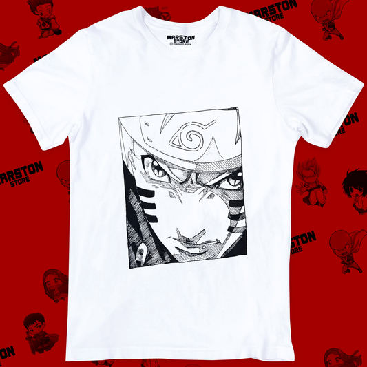 Polera blanca Naruto con diseño de Naruto Uzumaki