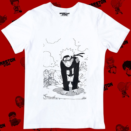 Polera blanca Naruto con diseño de Naruto Uzumaki