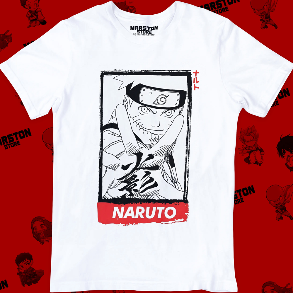 Polera blanca Naruto con diseño de Naruto Uzumaki