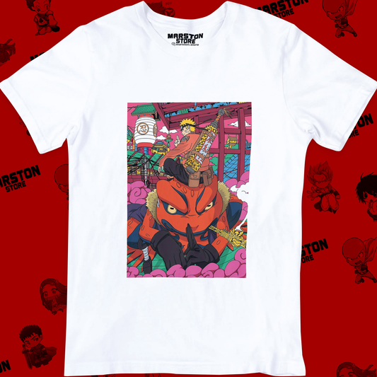 Polera blanca Naruto con diseño de Naruto Uzumaki