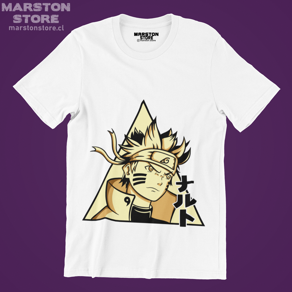 Polera blanca Naruto con diseño de Naruto Uzumaki