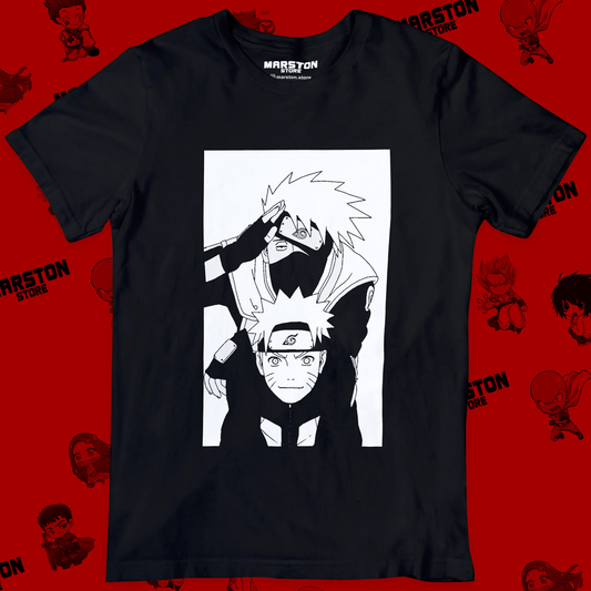 Polera negra Naruto con Naruto Uzumaki y Kakashi Hatake