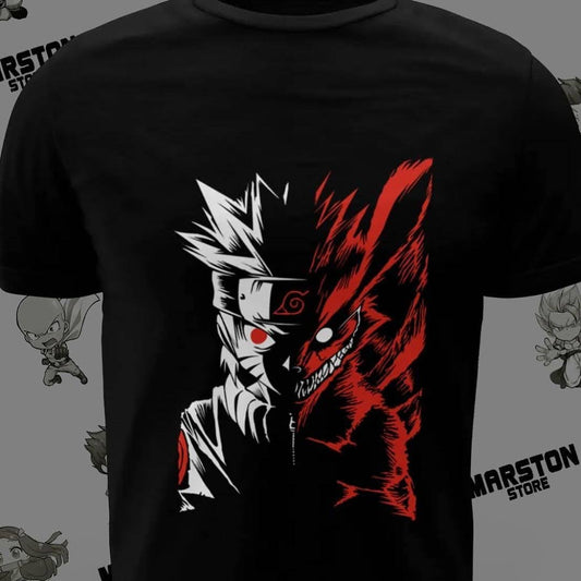 Polera negra Naruto con diseño de Naruto Uzumaki