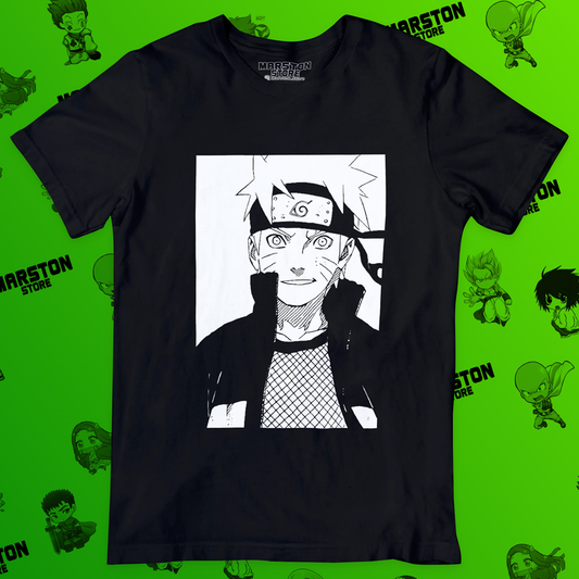Polera negra Naruto con diseño de Naruto Uzumaki