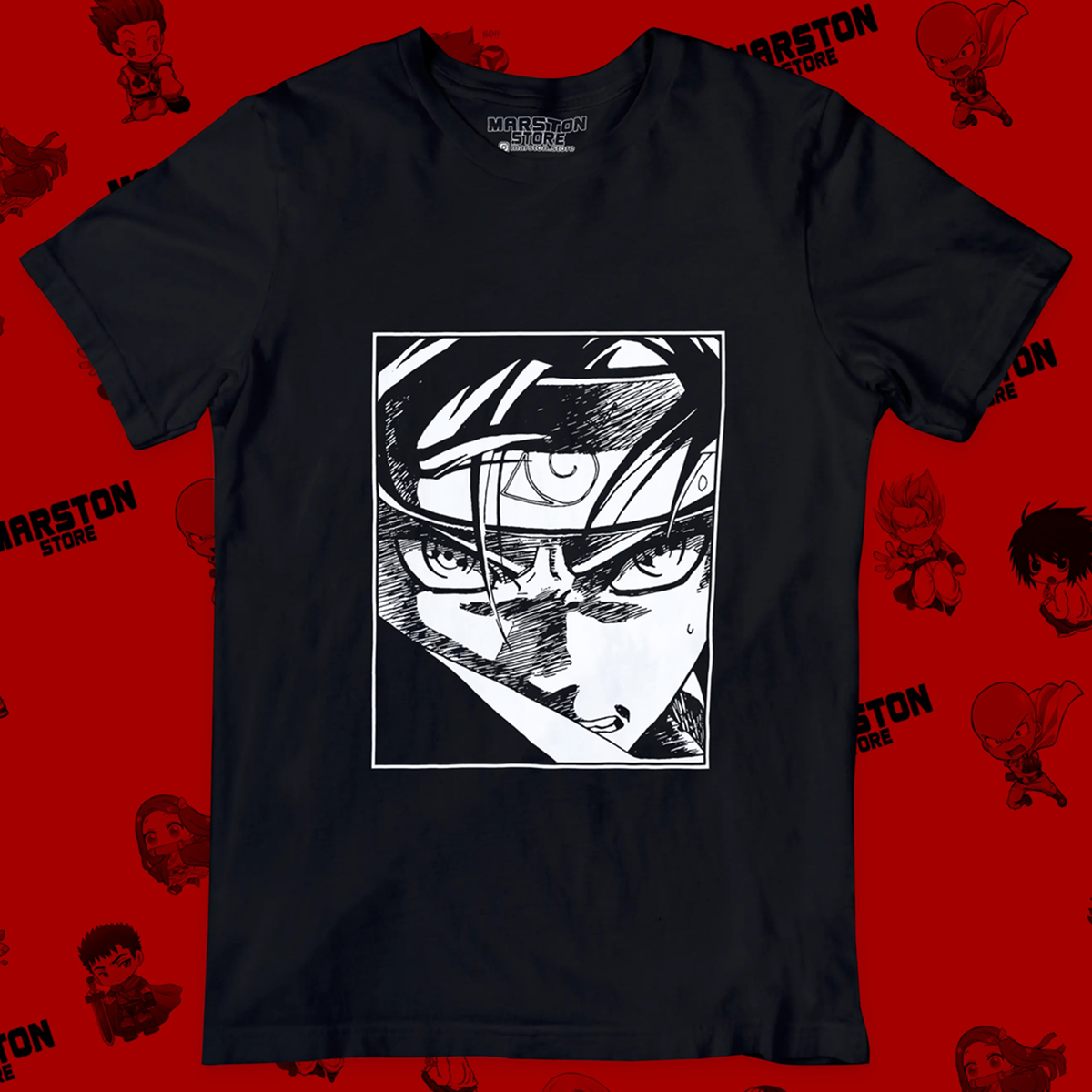 Polera negra Naruto con diseño de Naruto Uzumaki