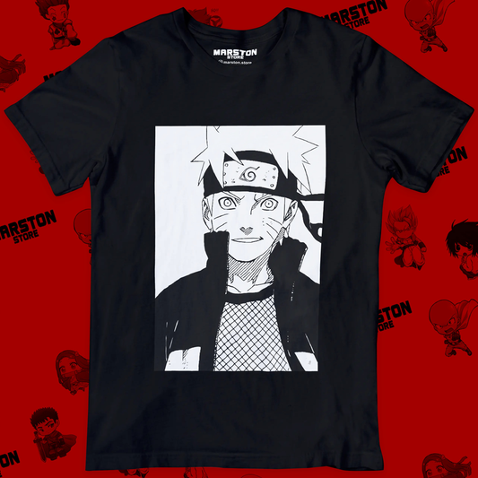 Polera negra Naruto con diseño de Naruto Uzumaki