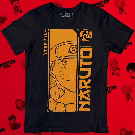 Polera negra Naruto con diseño de Naruto Uzumaki