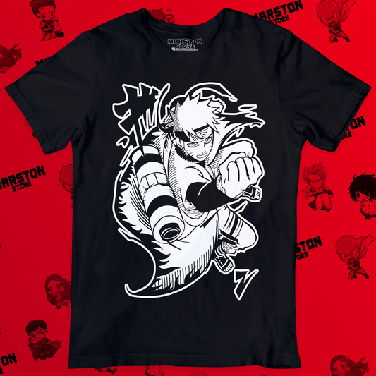 Polera negra Naruto con diseño de Naruto Uzumaki