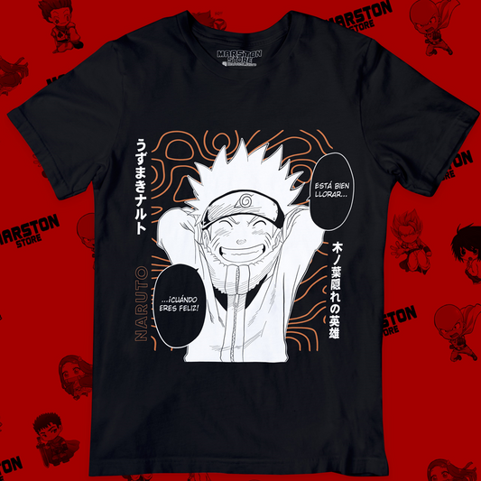 Polera negra Naruto con diseño de Naruto Uzumaki