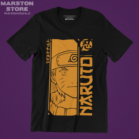 Polera negra Naruto con diseño de Naruto Uzumaki