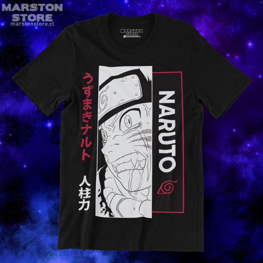 Polera negra Naruto con diseño de Naruto Uzumaki