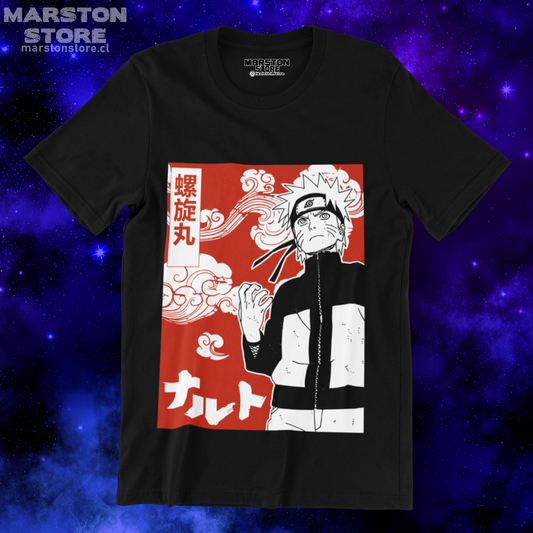Polera negra Naruto con diseño de Naruto Uzumaki