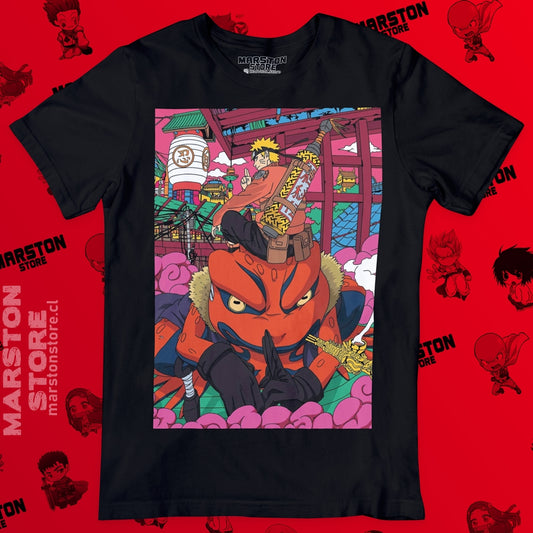 Polera negra Naruto con diseño de Naruto Uzumaki