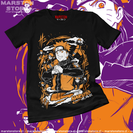 Polera negra Naruto con diseño de Naruto Uzumaki