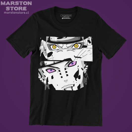 Polera negra Naruto con Naruto Uzumaki y Pain