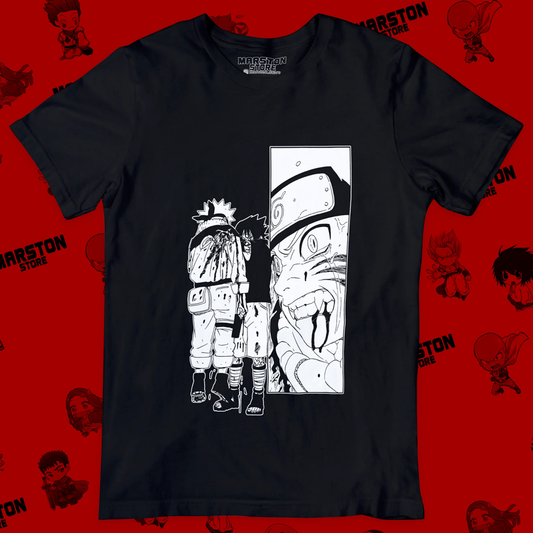 Polera negra Naruto con Naruto Uzumaki y Sasuke Uchiha