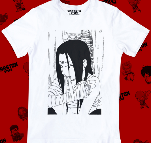 Polera blanca Naruto con diseño de Neji Hyuga