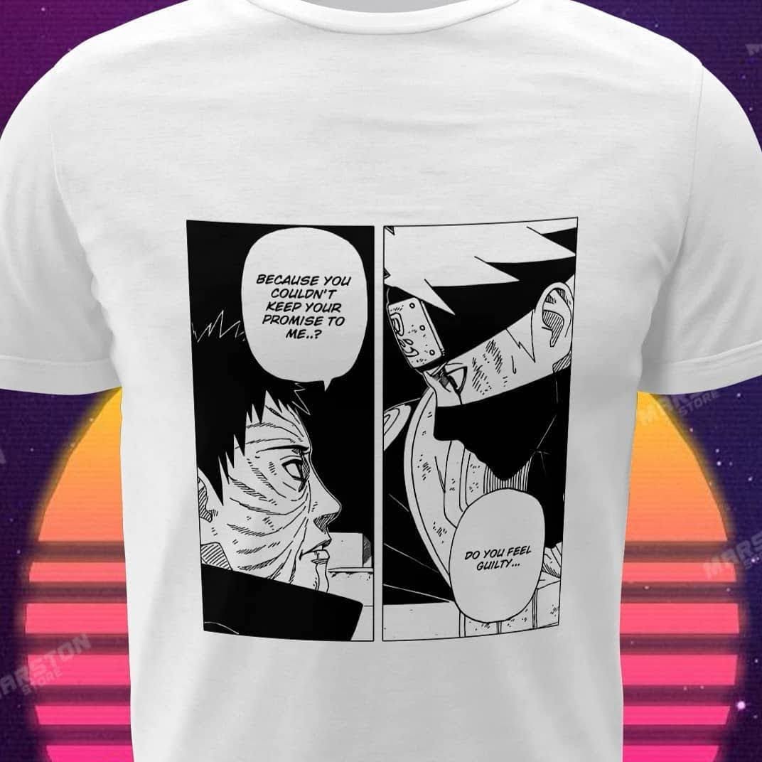 Polera blanca Naruto con Obito Uchiha y Kakashi Hatake