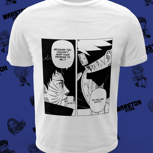 Polera blanca Naruto con Obito Uchiha y Kakashi Hatake