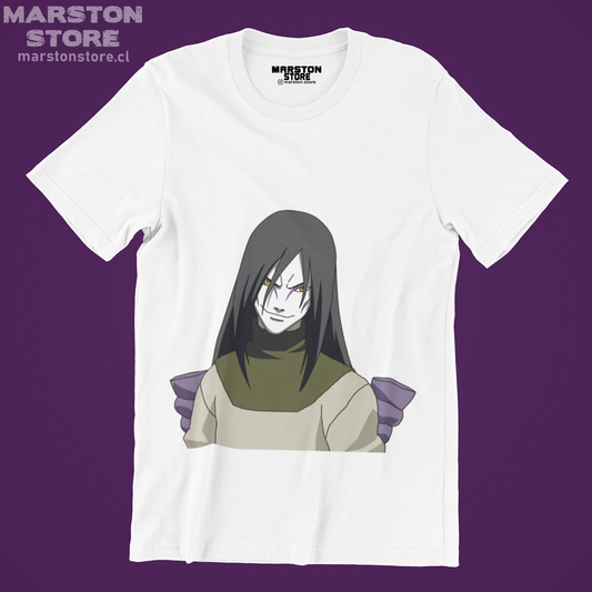 Polera blanca Naruto con diseño de Orochimaru