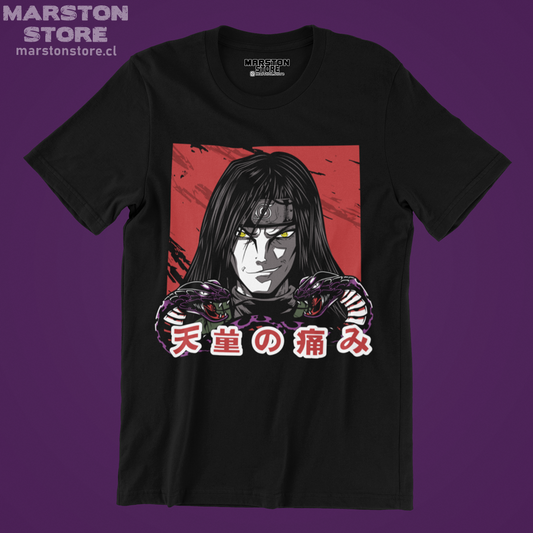 Polera negra Naruto con diseño de Orochimaru