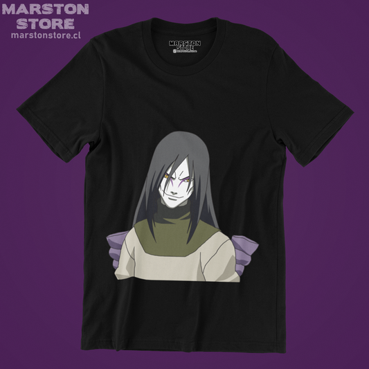 Polera negra Naruto con diseño de Orochimaru