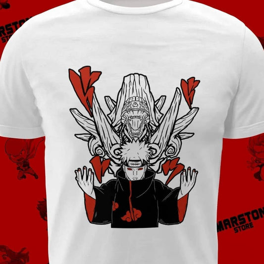Polera blanca Naruto con Pain y Gedo Mazo
