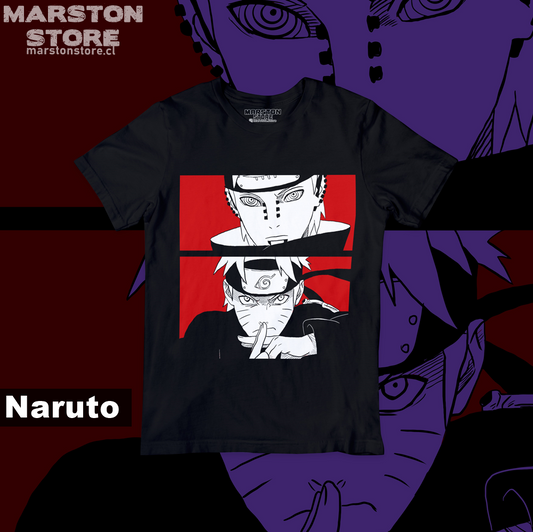 Polera negra Naruto con Pain y Naruto Uzumaki