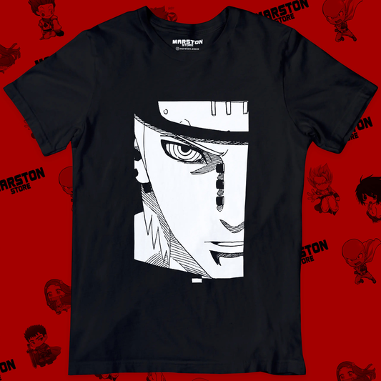 Polera negra Naruto con diseño de Pain