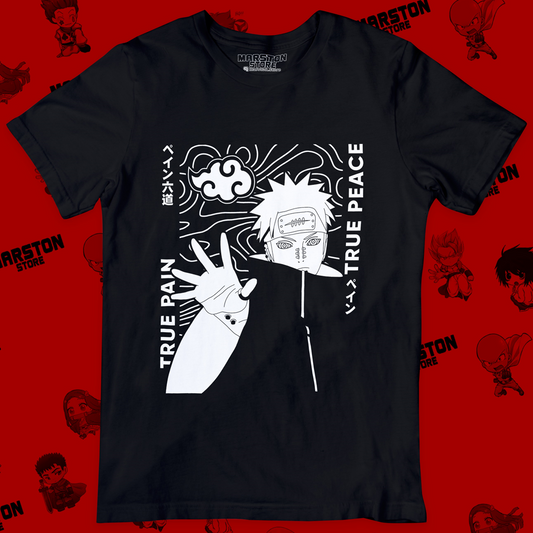 Polera negra Naruto con diseño de Pain