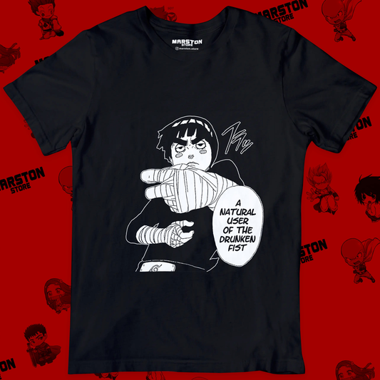 Polera negra Naruto con diseño de Rock Lee