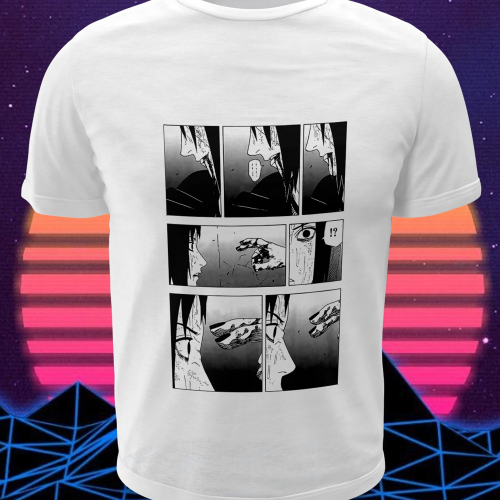 Polera blanca Naruto con Sasuke Uchiha e Itachi Uchiha