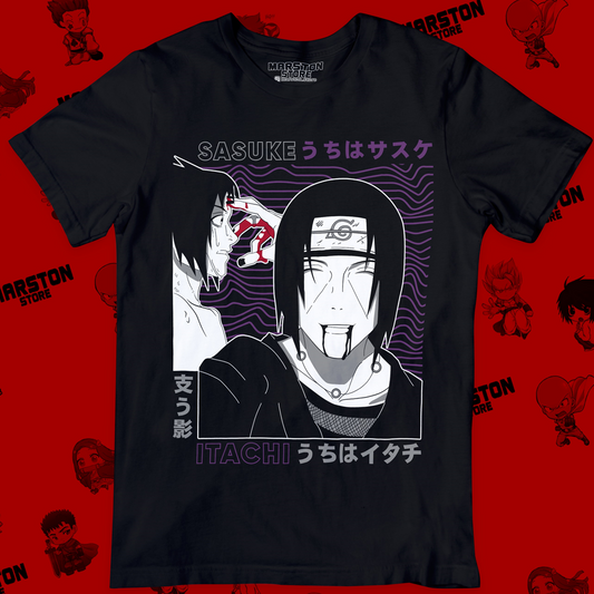 Polera negra Naruto con Sasuke Uchiha e Itachi Uchiha