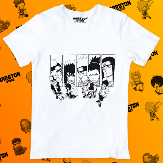 Polera blanca Naruto con diseño de Shikamaru Nara
