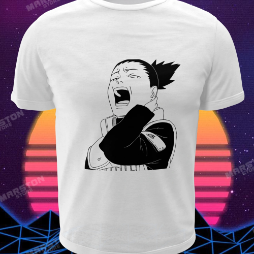 Polera blanca Naruto con diseño de Shikamaru Nara