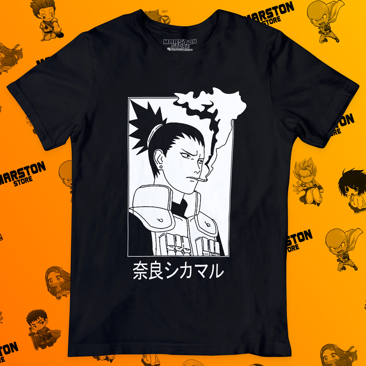 Polera negra Naruto con diseño de Shikamaru Nara