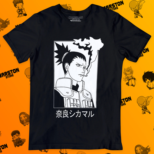 Polera negra Naruto con diseño de Shikamaru Nara