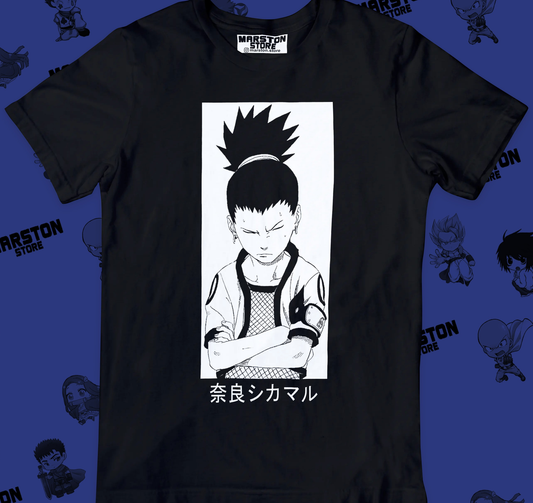 Polera negra Naruto con diseño de Shikamaru Nara