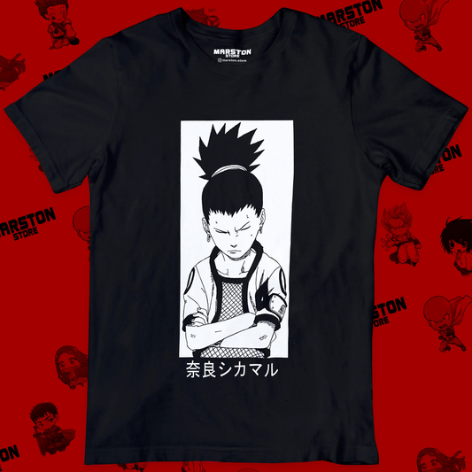 Polera negra Naruto con diseño de Shikamaru Nara