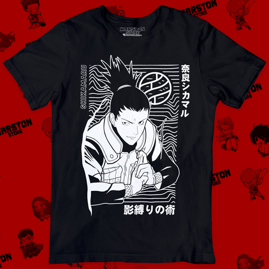 Polera negra Naruto con diseño de Shikamaru Nara