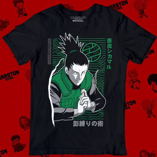 Polera negra Naruto con diseño de Shikamaru Nara