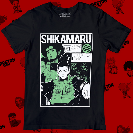 Polera negra Naruto con diseño de Shikamaru Nara