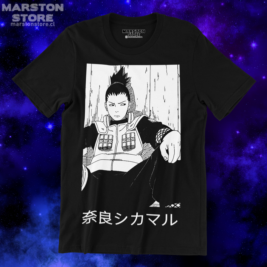 Polera negra Naruto con diseño de Shikamaru Nara