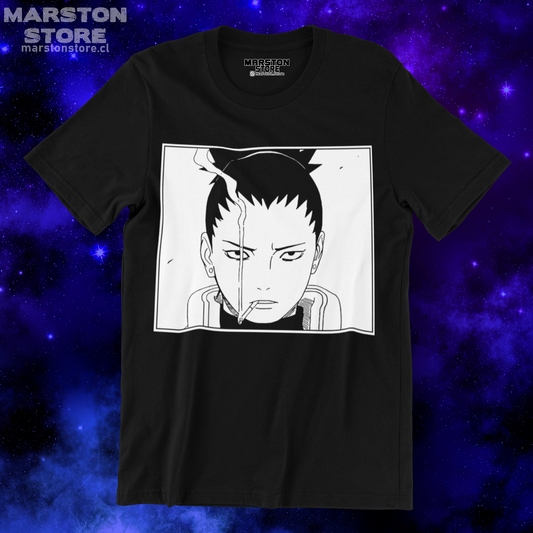Polera negra Naruto con diseño de Shikamaru Nara