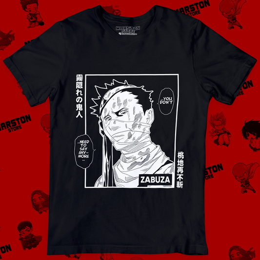 Polera negra Naruto con diseño de Zabuza Momochi